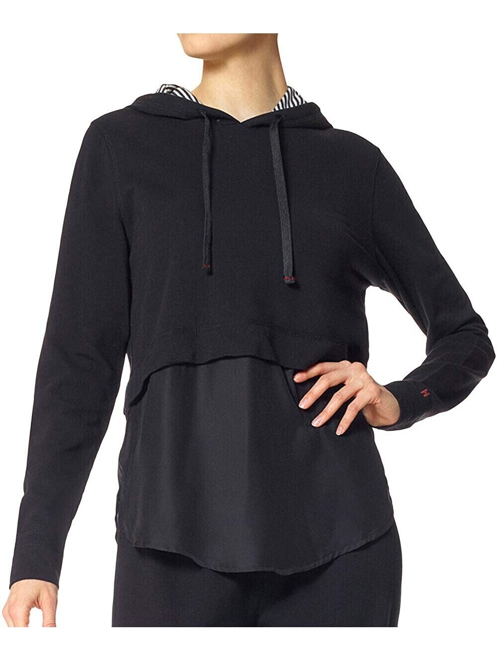 Hue Womens Layered Look Shirttail Hoodie Size M